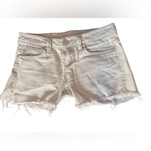 BCBG Max Azria gray wash distress jean shorts waist 25”